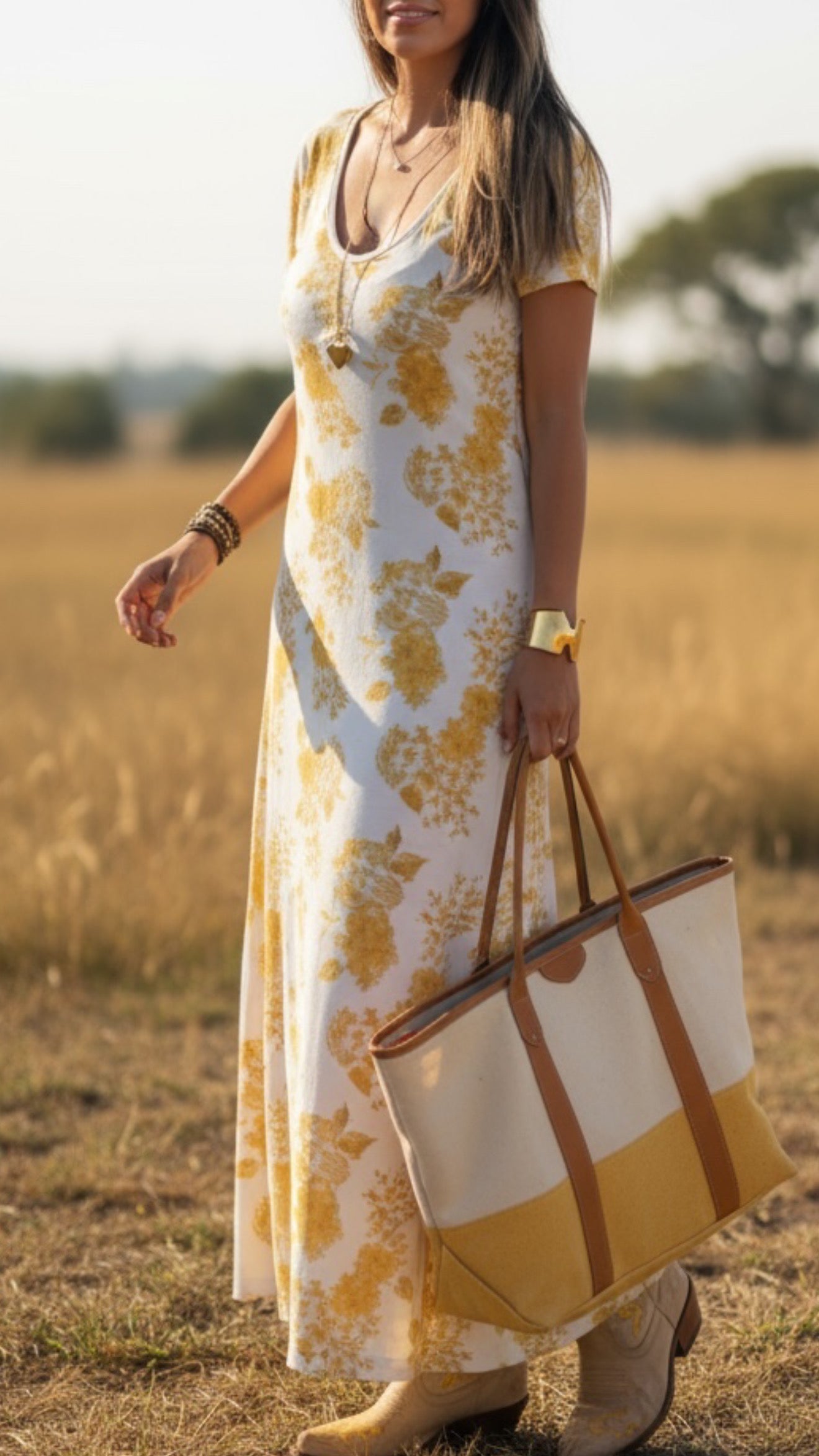 Vestido largo de algodón